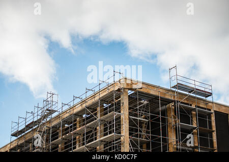 Sur un site de construction d'échafaudage Banque D'Images