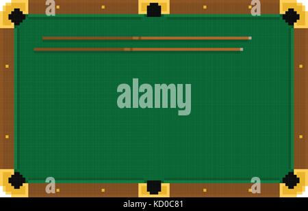 Pixel art green table de billard avec cue sur fond blanc Illustration de Vecteur