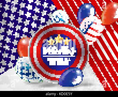 Journée des anciens combattants. honorant tous qui ont servi. usa flag sur fond de couleurs des ballons. Illustration de Vecteur