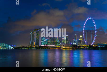 Marina Bay skyline at night, à Singapour, en Asie du sud-est Banque D'Images