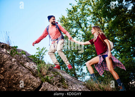 Deux randonnées sur les roches, Cracovie, Pologne, europe, malopolskie Banque D'Images
