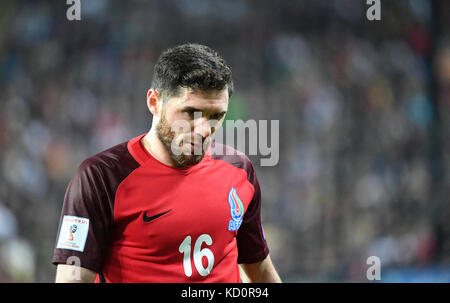 Kaiserslautern, Allemagne. 08 octobre 2017. Javid Huseynov de l'Azerbaïdjan lors du match de quailification de la Coupe du monde du Groupe C entre l'Allemagne et l'Azerbaïdjan au stade Fritz Walter de Kaiserslautern, Allemagne, le 8 octobre 2017. Crédit : Marijan Murat/dpa/Alamy Live News Banque D'Images