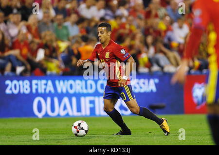 Alicante, Espagne. 6 octobre 2017. Estadio Jose Rico Perez à Alicante, Espagne. 6 octobre 2017Thiago Alcantara (ESP) Football/Football : Coupe du monde de la FIFA 2018 match de qualification entre Espagne 3-0 Albanie à l'Estadio Jose Rico Perez à Alicante, Espagne . Crédit : Mutsu Kawamori/AFLO/Alamy Live News Banque D'Images