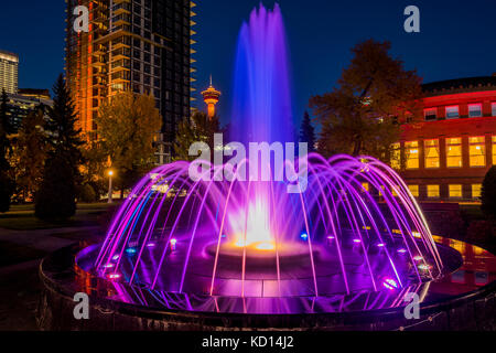 Fontaine, Central Memorial Park, Calgary, Alberta, Canada. Banque D'Images