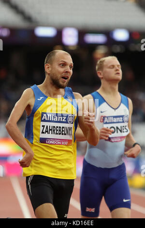 Vladyslav ZAHREBELNYI de l'Ukraine dans l'épreuve du 100m T37 à la finale des Championnats du monde à Londres 2017 Para Banque D'Images
