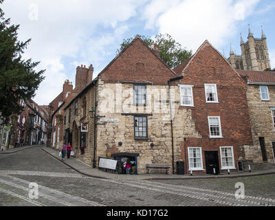 Maison normande - maison de ville médiévale, abrupte, Lincoln Banque D'Images