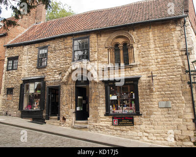 Norman House - Maison de ville médiévale, Steep Hill, Lincoln Banque D'Images