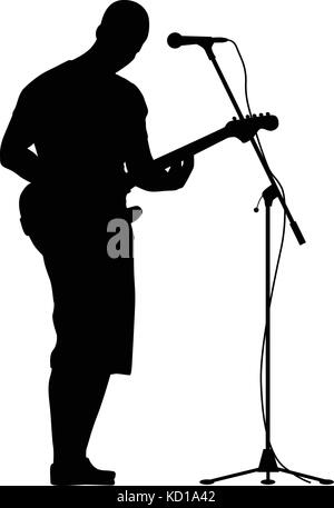 Guitariste et chanteur vecteur silhouette Illustration de Vecteur