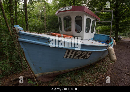 Une flottille de bateaux de pêche abandonnés à Leigh Woods nr Bristol.Une exposition baptisée "retirée" par l'artiste Luke Jerram. Banque D'Images