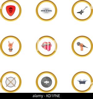 Rock icons set, cartoon style Illustration de Vecteur