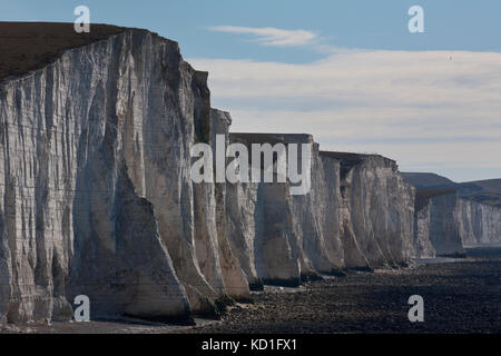 Cuckmere haven cuckmere, estuaire, zone des plaines d'inondation dans la région de East Sussex, réserve naturelle surplombant les sept soeurs falaises et embouchure, England uk Banque D'Images