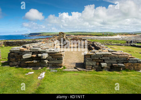 Vestiges des colonies celtiques et viking sur le Brough de Birsay, Orkney, Écosse, Royaume-Uni. Banque D'Images