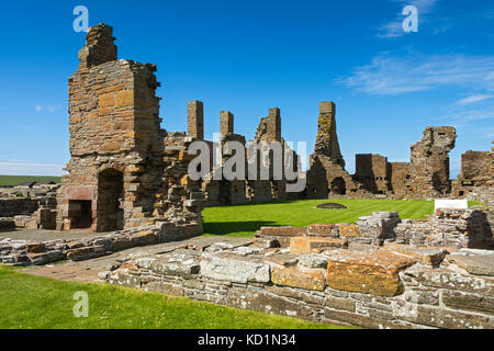 Les ruines du palais du comte, village de Birsay, Orkney Mainland, Écosse, Royaume-Uni. Banque D'Images