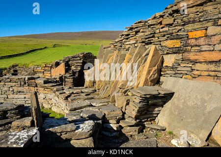 Midhowe Broch sur l'île de Rousay, Orkney Islands, Ecosse, Royaume-Uni. Banque D'Images