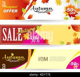 Bannières lumineuses sur la lumière, l'orange et jaune origines. set hori Illustration de Vecteur