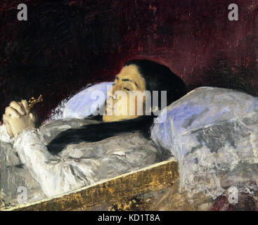 Mlle del Castillo sur son lit de mort en 1871 par Maria Fortuny 1838-1874 Banque D'Images