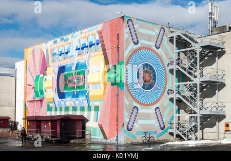 La construction d'ATLAS au CERN avec des chambres, l'emplacement où le boson de Higgs a été découvert, Meyrin, Suisse Banque D'Images
