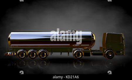 Le rendu 3D d'un chariot d'or sur fond sombre Banque D'Images