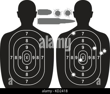 Human target, trous de balle et cartouche Illustration de Vecteur