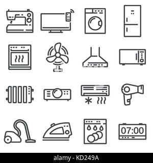 Ligne vectorielle électroménager icons set sur fond blanc Illustration de Vecteur