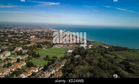 Vue aérienne de la ville d'Eastbourne, le sud de l'angleterre Banque D'Images