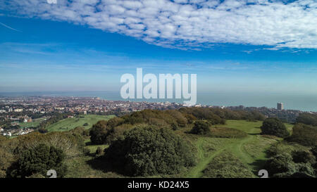 Vue aérienne de la ville d'Eastbourne, le sud de l'angleterre Banque D'Images