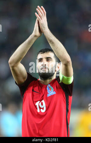 Kaiserslautern, Allemagne. 08 octobre 2017. Rahid Amirguliyev de l'Azerbaïdjan en action lors du match de qualification de la Coupe du monde de football du Groupe C entre l'Allemagne et l'Azerbaïdjan au stade Fritz Walter de Kaiserslautern, Allemagne, le 8 octobre 2017. Crédit : Thomas Frey/dpa/Alamy Live News Banque D'Images