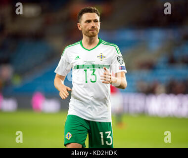 Oslo, Norvège. 08 octobre 2017. Norvège, Oslo - 8 octobre 2017. Corry Evans (13) d'Irlande du Nord vu pendant la coupe du monde qualificateur entre la Norvège et l'Irlande du Nord à Ullevaal Stadion à Oslo. Credit: Gonzales photo/Alamy Live News Banque D'Images