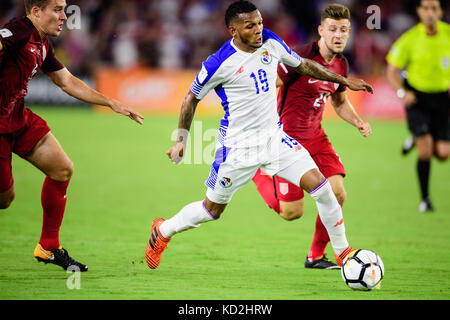 Le milieu de terrain Panama Alberto Quintero (19) au cours de la Men's Soccer International match de qualification de la Coupe du Monde entre le Panama et les États-Unis à Orlando City Stade d'Orlando, Floride. Jacob Kupferman/CSM Banque D'Images