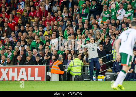 Cardiff, pays de Galles, Royaume-Uni. 09 octobre 2017. L'entraîneur de la République d'Irlande Martin O'Neil lors du match de qualification pour la Coupe du monde de la FIFA 2018 opposant le pays de Galles et la République d'Irlande au stade de Cardiff City. Photo par crédit : Mark Hawkins/Alamy Live News Banque D'Images