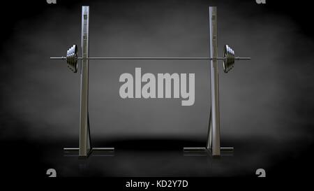 Le rendu 3D d'un reflet métallique outils de sport sur fond sombre Banque D'Images