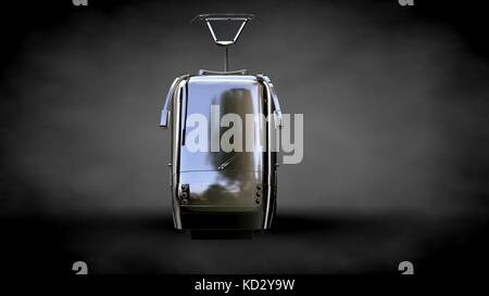 Le rendu 3D d'un reflet métallique train sur un fond sombre Banque D'Images