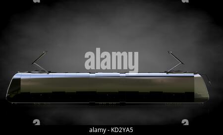 Le rendu 3D d'un reflet métallique train sur un fond sombre Banque D'Images