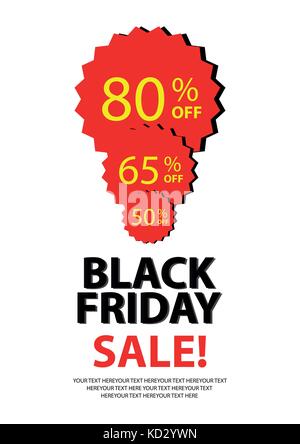 La conception de l'affiche de l'événement pour la vente dans un style simple avec de l'espace à l'envoi de sms votre mot. arrière-plan modèle pour le black friday. vente étiquettes rouges avec disco jaune Illustration de Vecteur