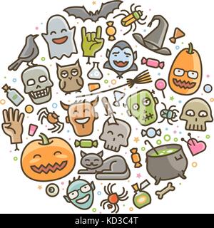 Halloween, ensemble d'icônes. Symbole vacances. Illustration vectorielle de dessin animé Illustration de Vecteur