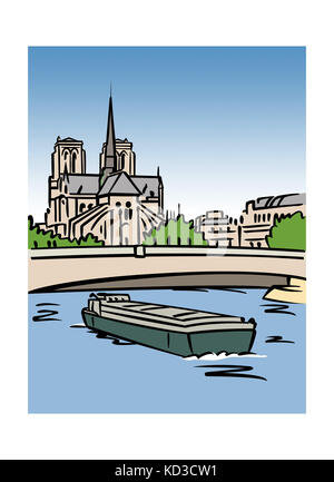 Illustration de la cathédrale notre-Dame de Paris, France Banque D'Images