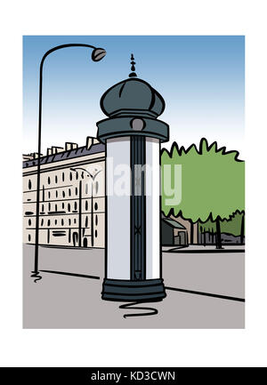 Illustration d'une colonne Morris à Paris, France Banque D'Images