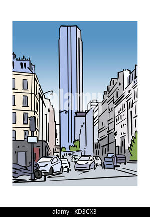 Illustration de la Tour Montparnasse à Paris, France Banque D'Images