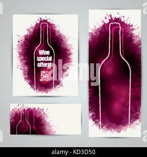 Des bannières ou des brochures pour les promotions vin.background avec les taches de vin, de texture expressive. Idée pour votre conception. Vector Illustration de Vecteur