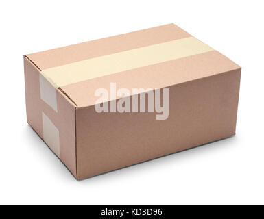 Brown longue boîte en carton fermé isolé sur un fond blanc. Banque D'Images
