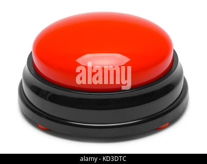 Gros bouton rouge isolé sur fond blanc. Banque D'Images