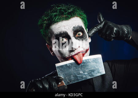 Face joker fou. Halloween Banque D'Images