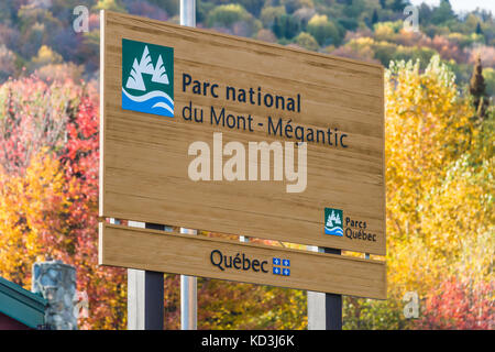 Parc national du Mont Mégantic signalisation, province de Québec, Canada Banque D'Images