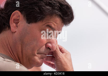 Jerry Dias, le président du syndicat de l'unifor est représenté à un rassemblement de solidarité à Ingersoll sur le Oct, 6, 2017. Banque D'Images