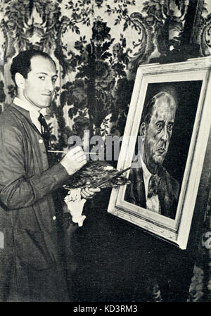 GERSHWIN, George - peinture d'un portrait d'Arnold Schoenberg (décembre 1936). Compositeur et pianiste (1898-1937) Banque D'Images