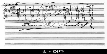 , Granville BANTOCK - Extrait de partition manuscrite avec sa signature compositeur anglais (1868-1946) Banque D'Images