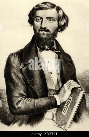 Les jeunes Giuseppe Verdi, avec le score de Nabucco, circa 1842. Compositeur italien (1813-1901) Banque D'Images