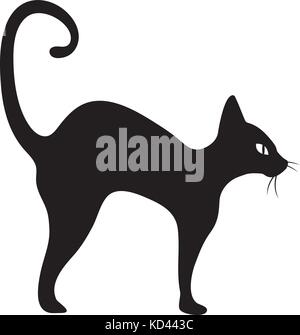 L'icône de chat noir style plat. isolé sur fond blanc. vector illustration. Illustration de Vecteur