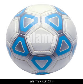 Bleu unique ballon de soccer isolé sur fond blanc. Banque D'Images