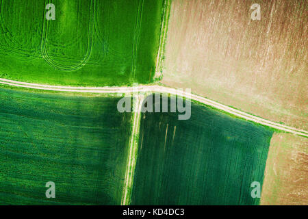 Vue aérienne sur le champs agricoles Banque D'Images